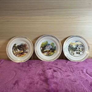 1995 Currier Ives Four Seasons Limited Edition Plates Set of 3